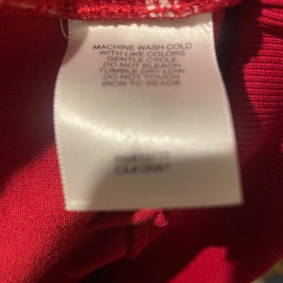 Alfred Dunner Vintage Cotton Red Velvet Sequin Geometric Mock Neck Sweater PL - Picture 6 of 10